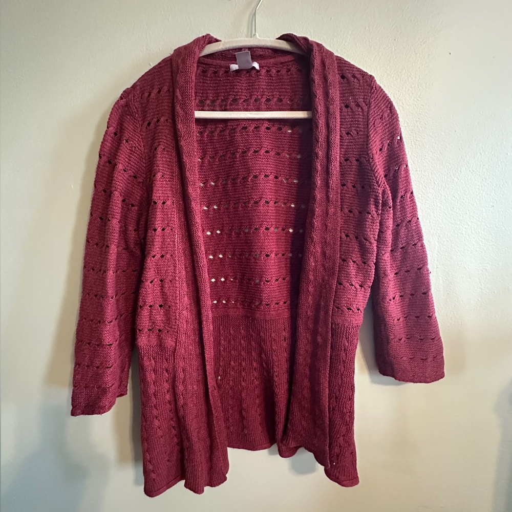 H&M Maroon Open-Front Cardigan